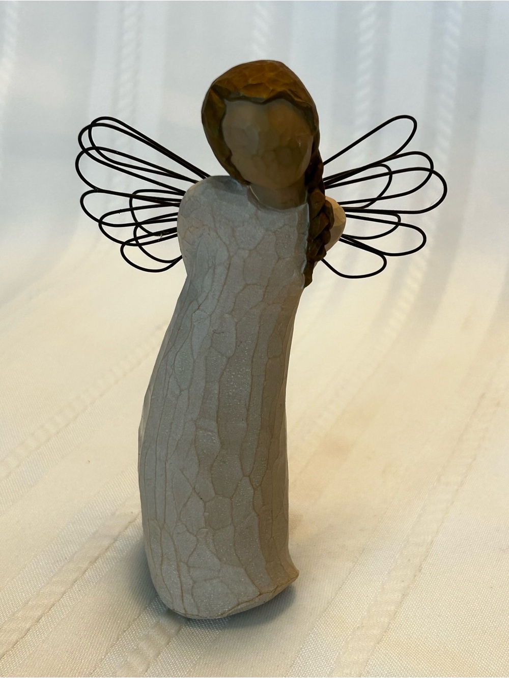 Vintage Willow Tree Angel Figurine Thank You Demdaco Wire Wings Blue Flowers